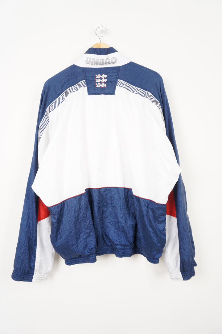 Vintage red, blue and white 1990-92 Umbro x England full tracksuit with embroidered badge details