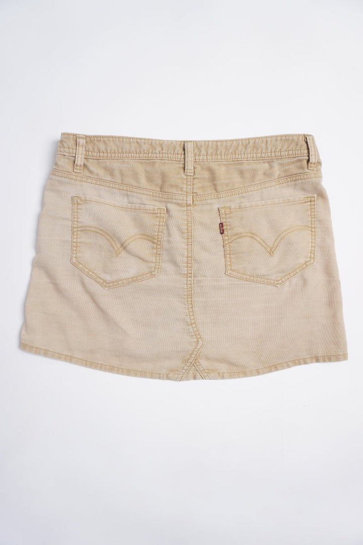 Vintage Levi Strauss tan denim mini skirt with double pockets 