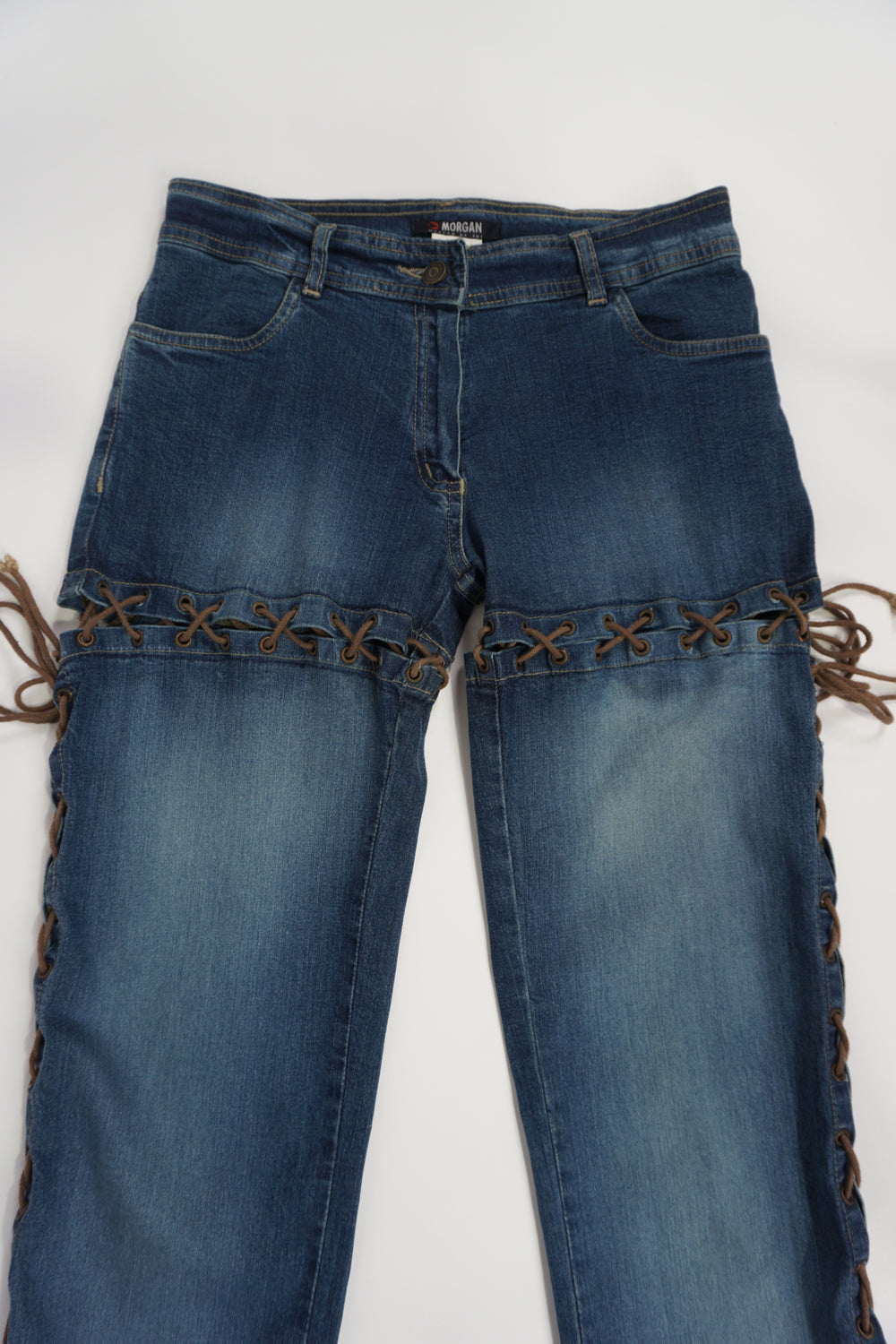 Vintage 2000's Morgan slim jeans with lace up details 