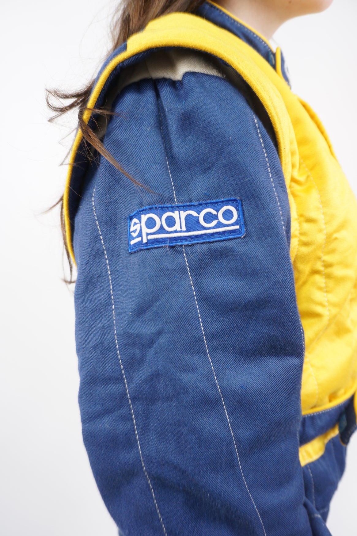 Vintage 1994 Sparco x Ford blue and yellow zip up overalls with embroidered sponsors