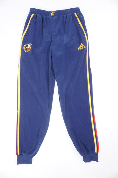 Vintage 80s Adidas Track Pants Stirrups Blue Yellow Stripes Men's Large 