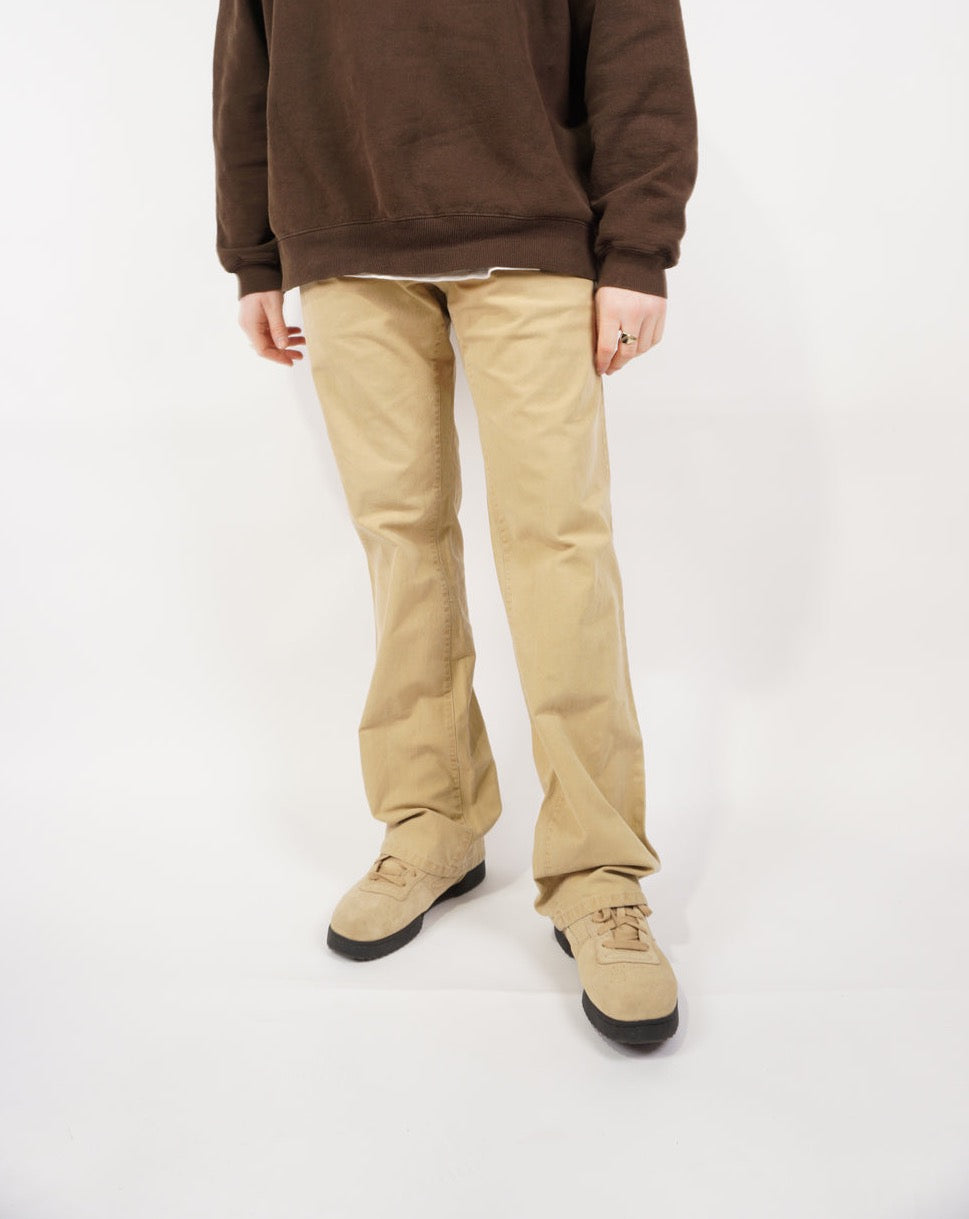 Light tan Camel Active, straight leg jeans with logo on the back pocket