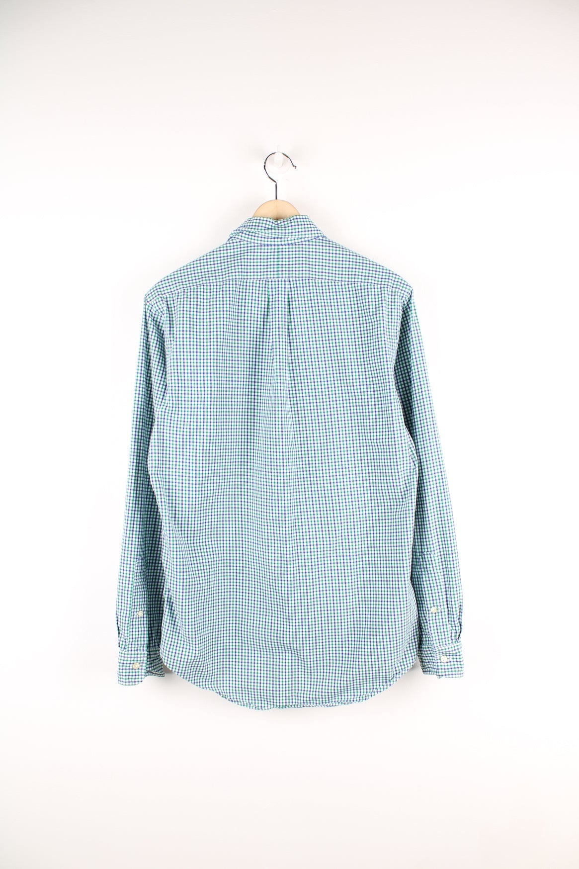 Ralph Lauren blue and green check shirt with signature embroidered logo on the chest. 