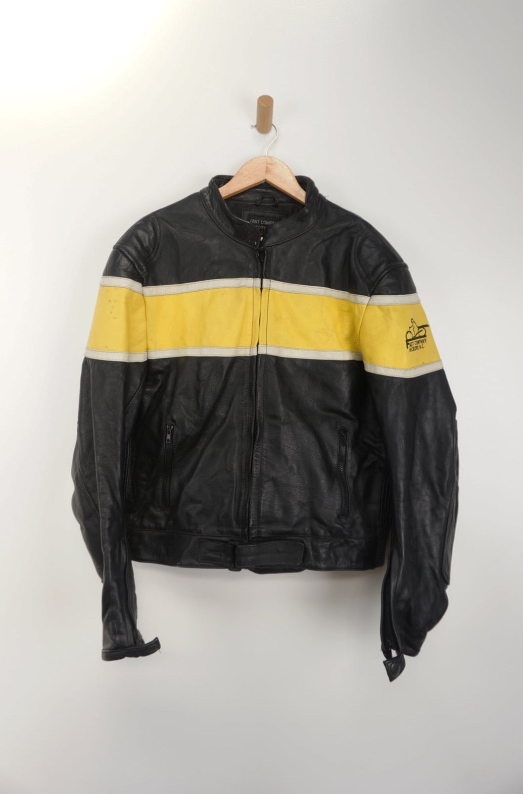 Vintage Leather Black And Yellow Jacket