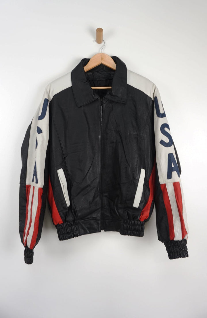 Vintage Leather Oscar Piel USA Black Jacket   Fair Condition: shell of the jacket is in good condition, there is a large tear in the lining, jacket is still functional