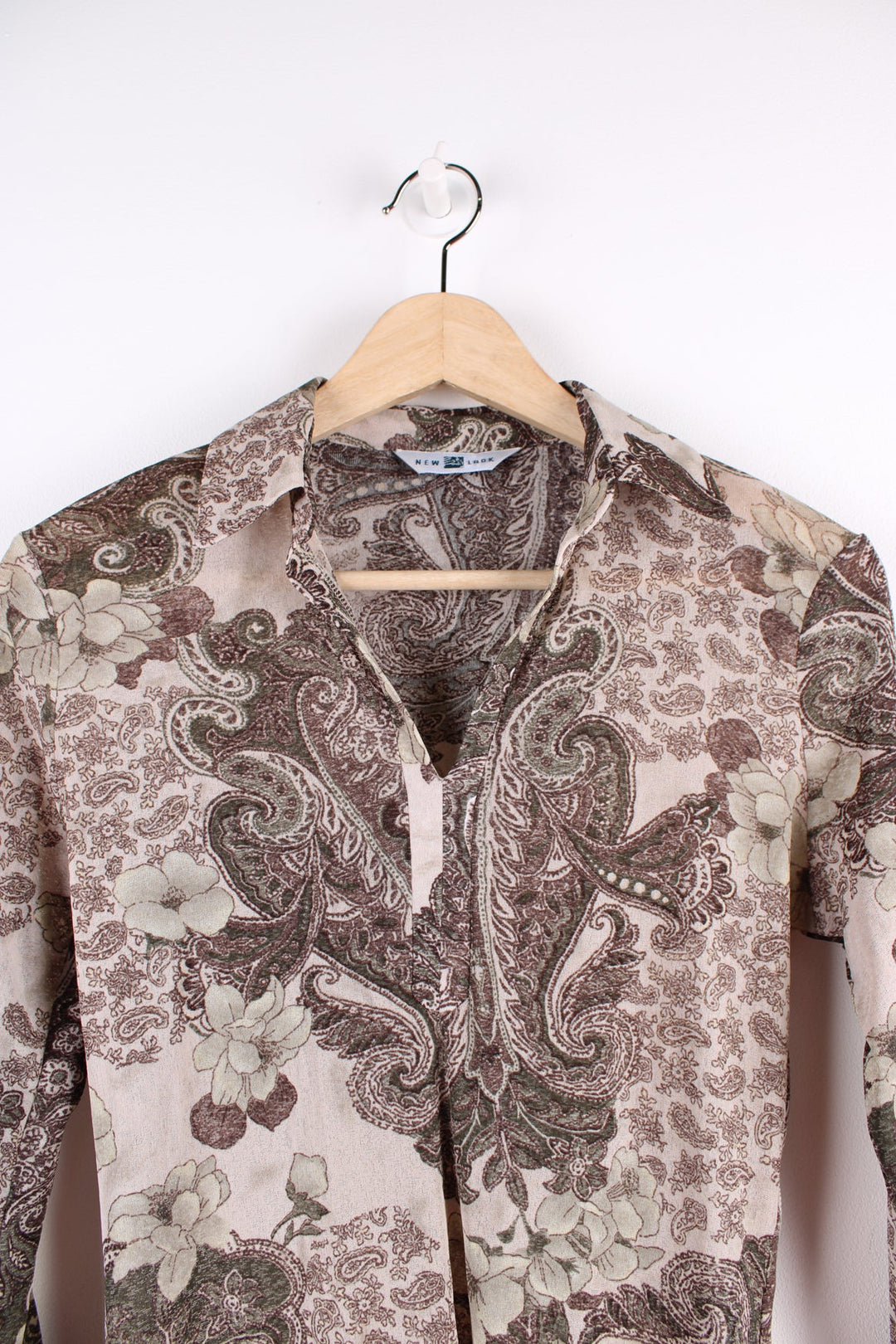 Vintage 90's Newlook brown paisley sheer top