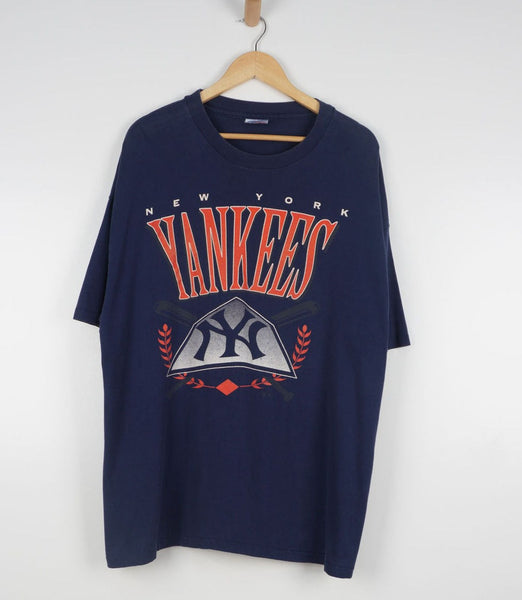 Vintage 90's New York Yankees MLB Baseball Grey T Shirt 