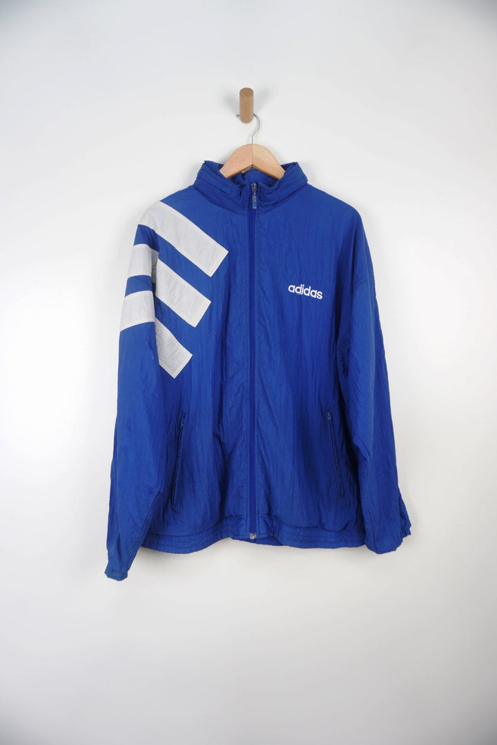 Vintage Adidas Blue and White Tracksuit Top