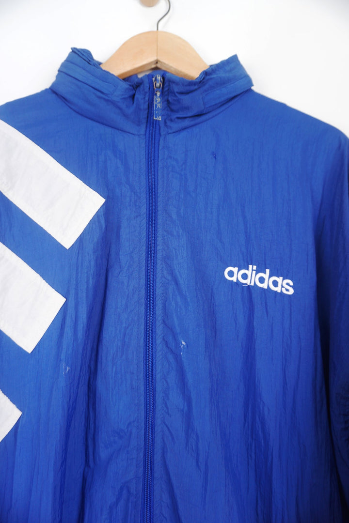 Vintage Adidas Blue and White Tracksuit Top