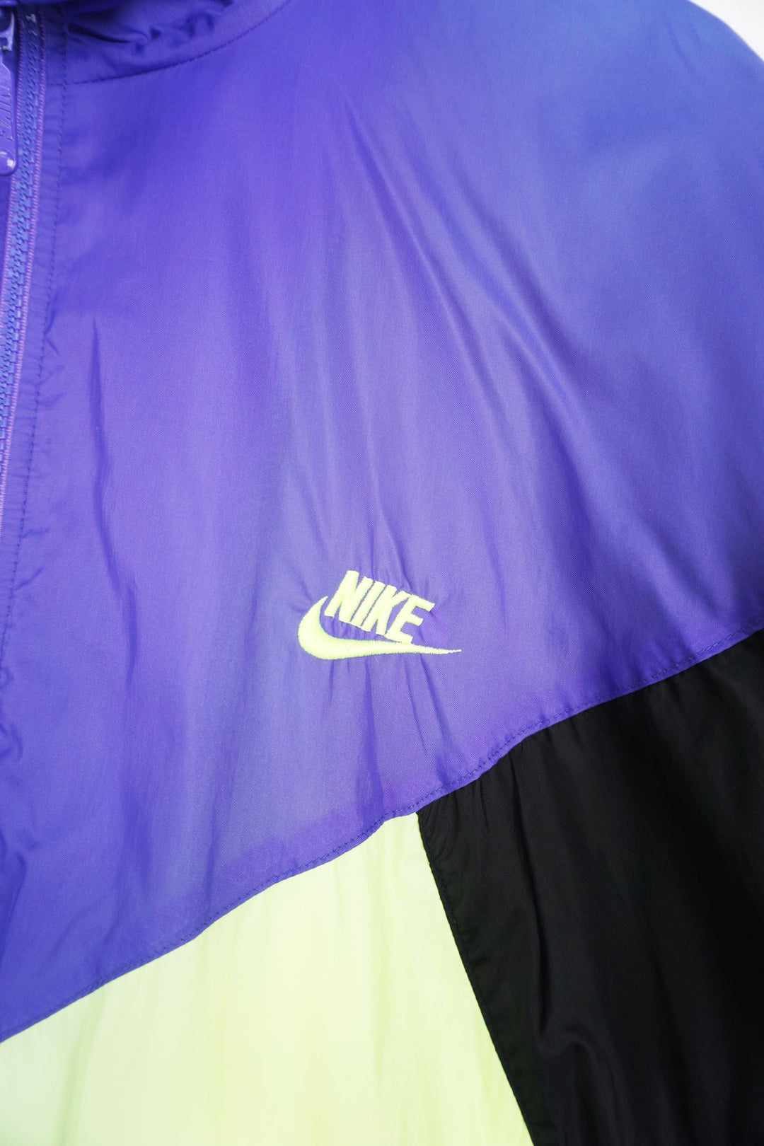 Vintage Nike Purple, Lime Green and Black Tracksuit Top